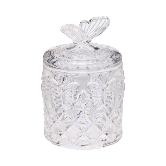 Butterfly-Top Glass Trinket Jar