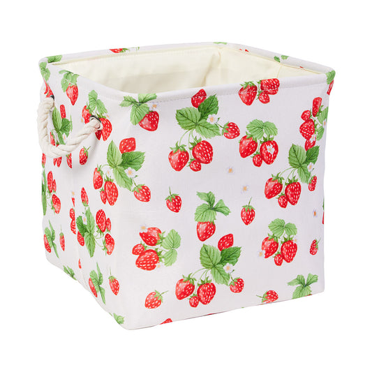 Sweet Strawberry Cotton Cube Basket