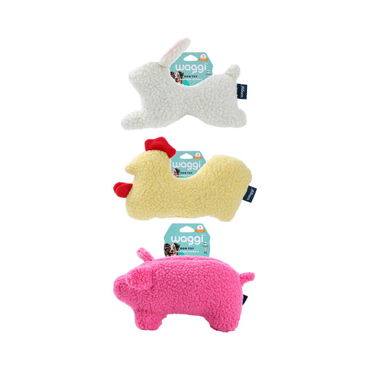 Waggi Dog Toys Plush Farmyard Sherpa Assorted