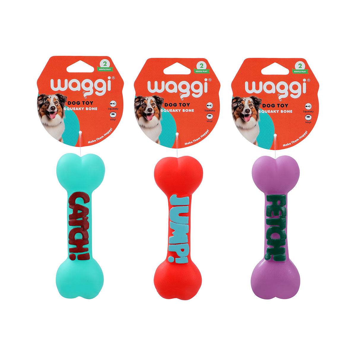 Waggi Vinyl Squeaky Bone Assorted