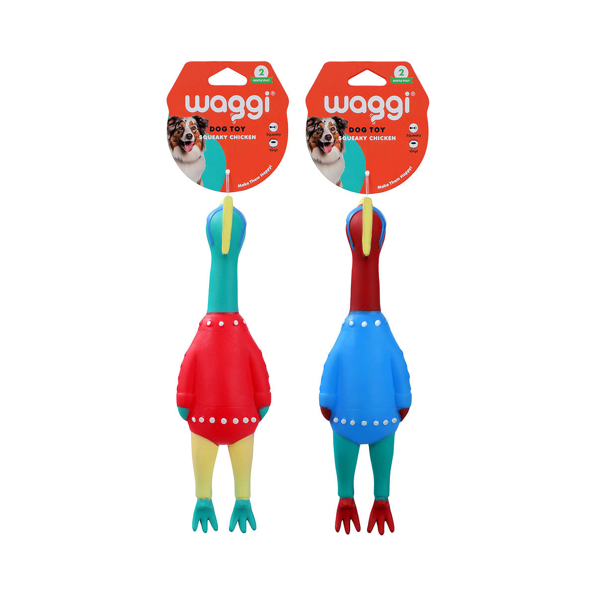 Waggi Dog Toy Vinyl Chicken Squeaky Assorted