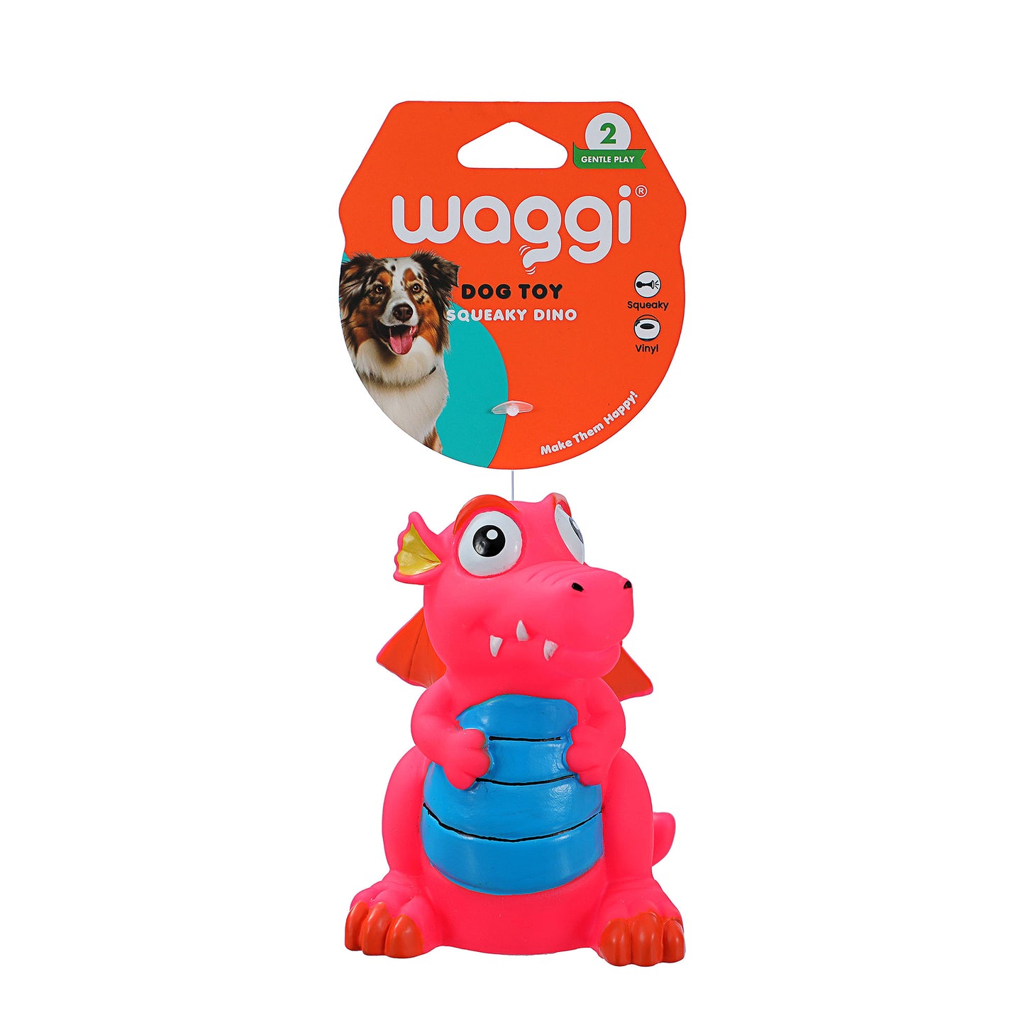 Waggi Dinos Squeaky Vinyl Dog Toys Assorted