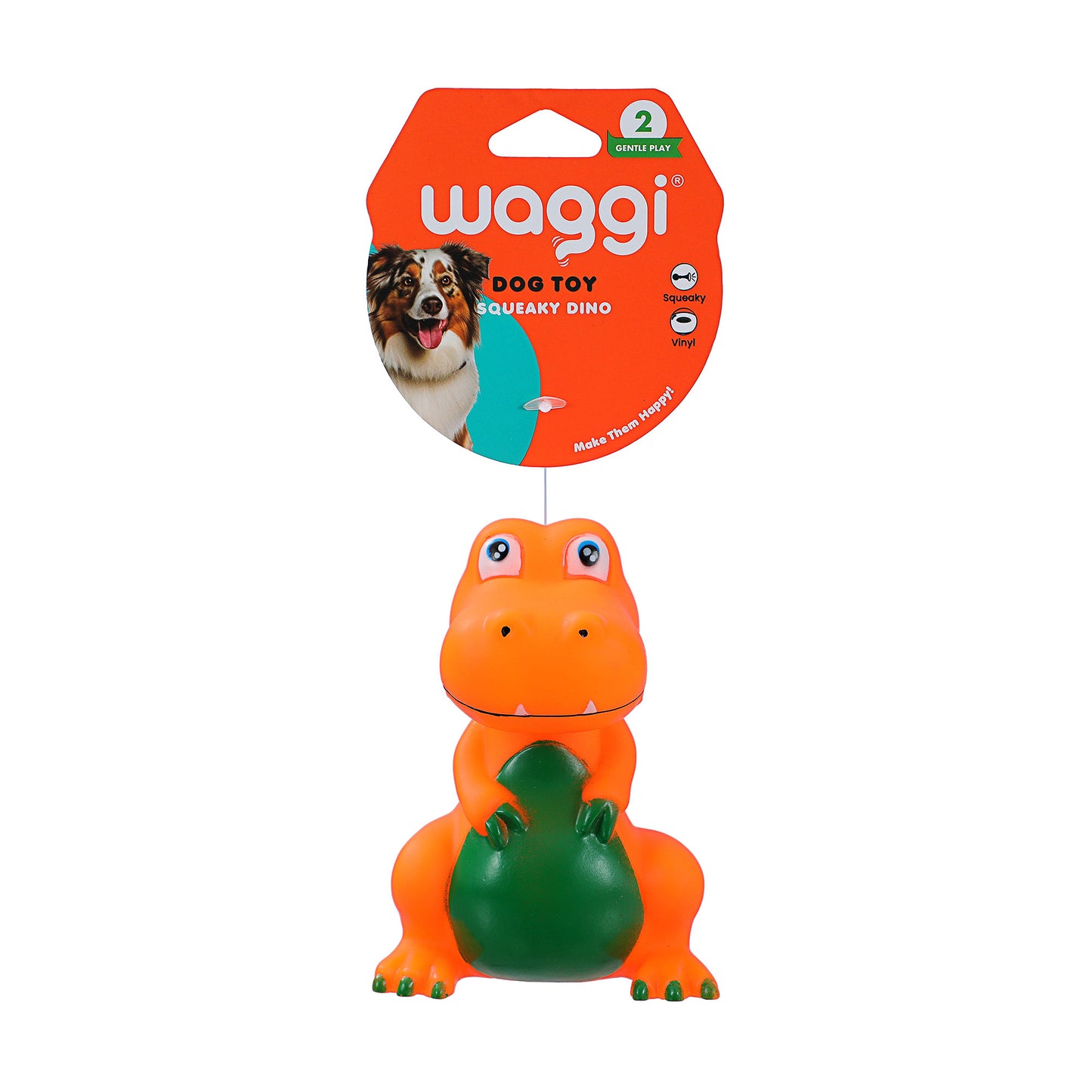 Waggi Dinos Squeaky Vinyl Dog Toys Assorted