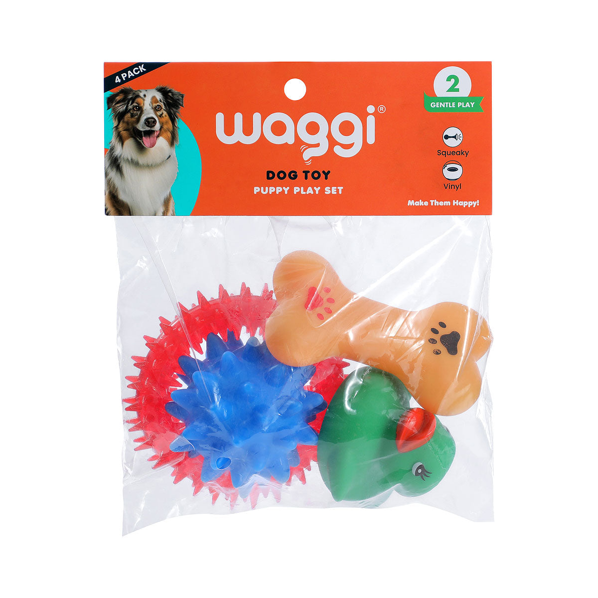 Waggi Vinyl Puppy Pack Play Set 4pk