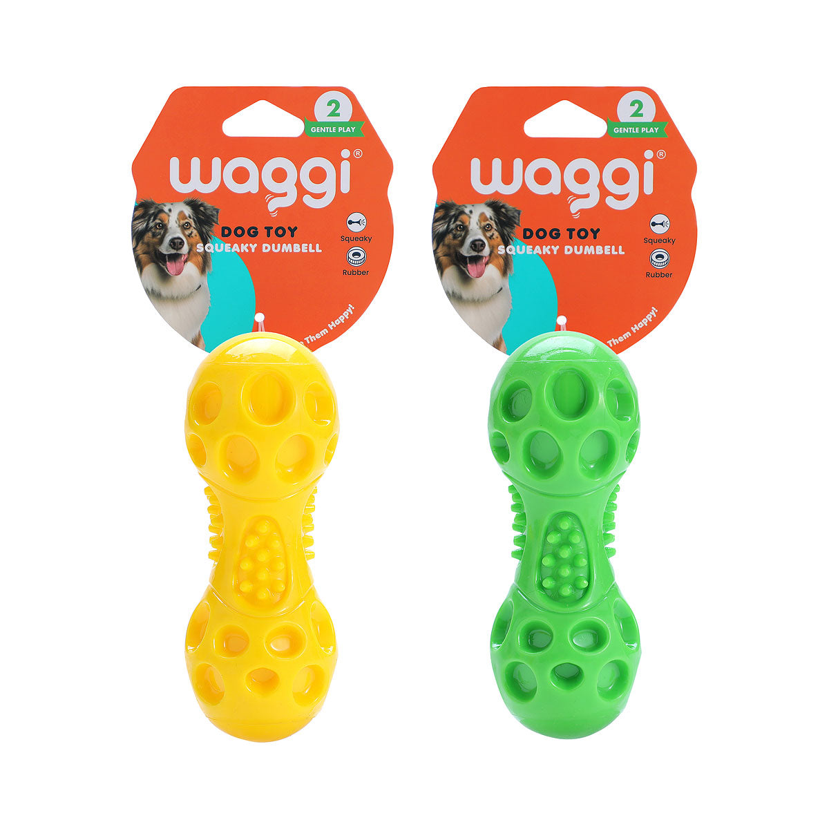 Waggi Squeaky Curved Dumbbell Assorted