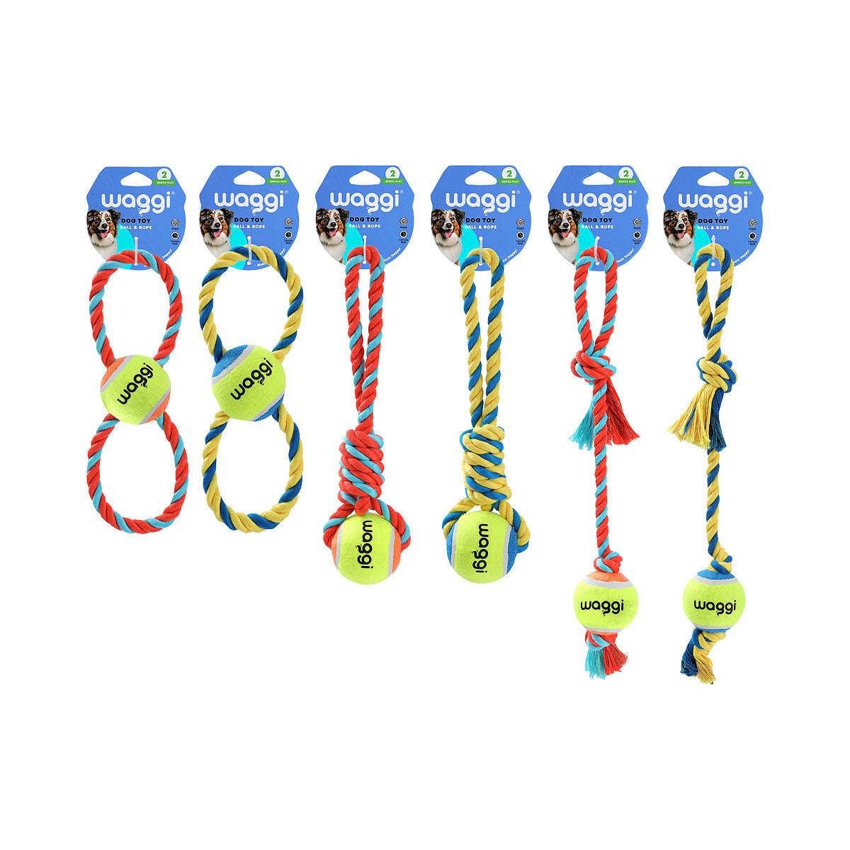 Waggi Tug-O-War Ball & Rope Assorted