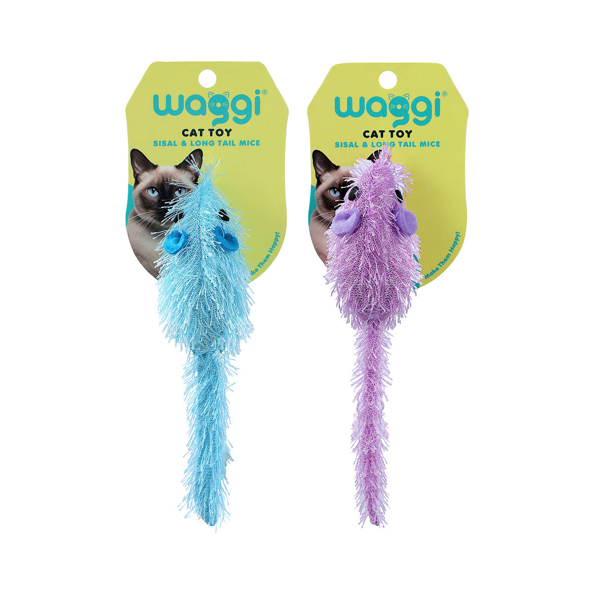 Waggi Cat Toy Sisal & Long Tail Mice Assorted