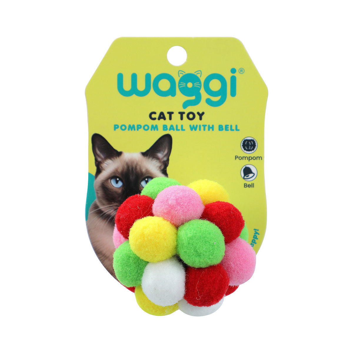 Waggi Cat Toy Ball Pompom With Bell 6cm