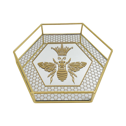 Bee Hexagonal Mirror Tray