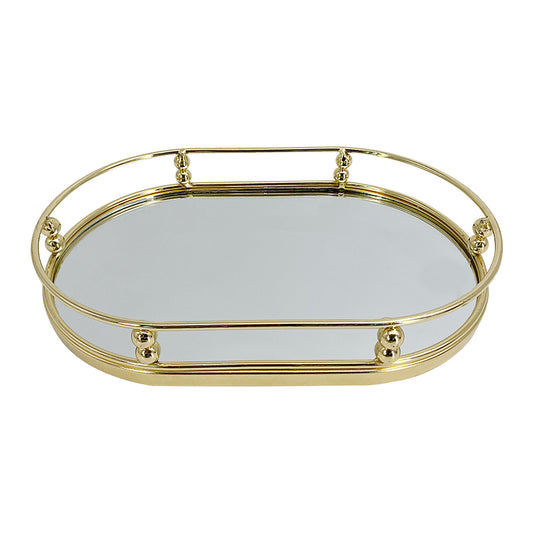 Gold Oval Mirror Tray