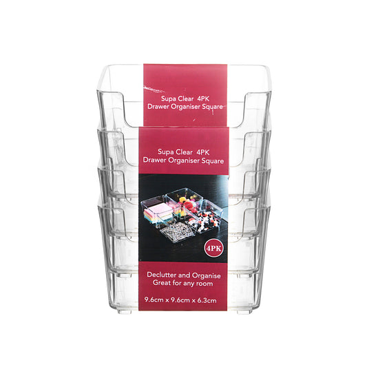 Supa Clear Drawer Organisers Square 4pk