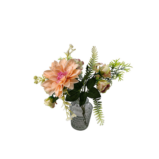 Faux Floral In Glass Vase Pink/White