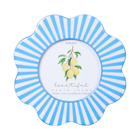 Round Photo Frame Scallop Stripe 4x4"