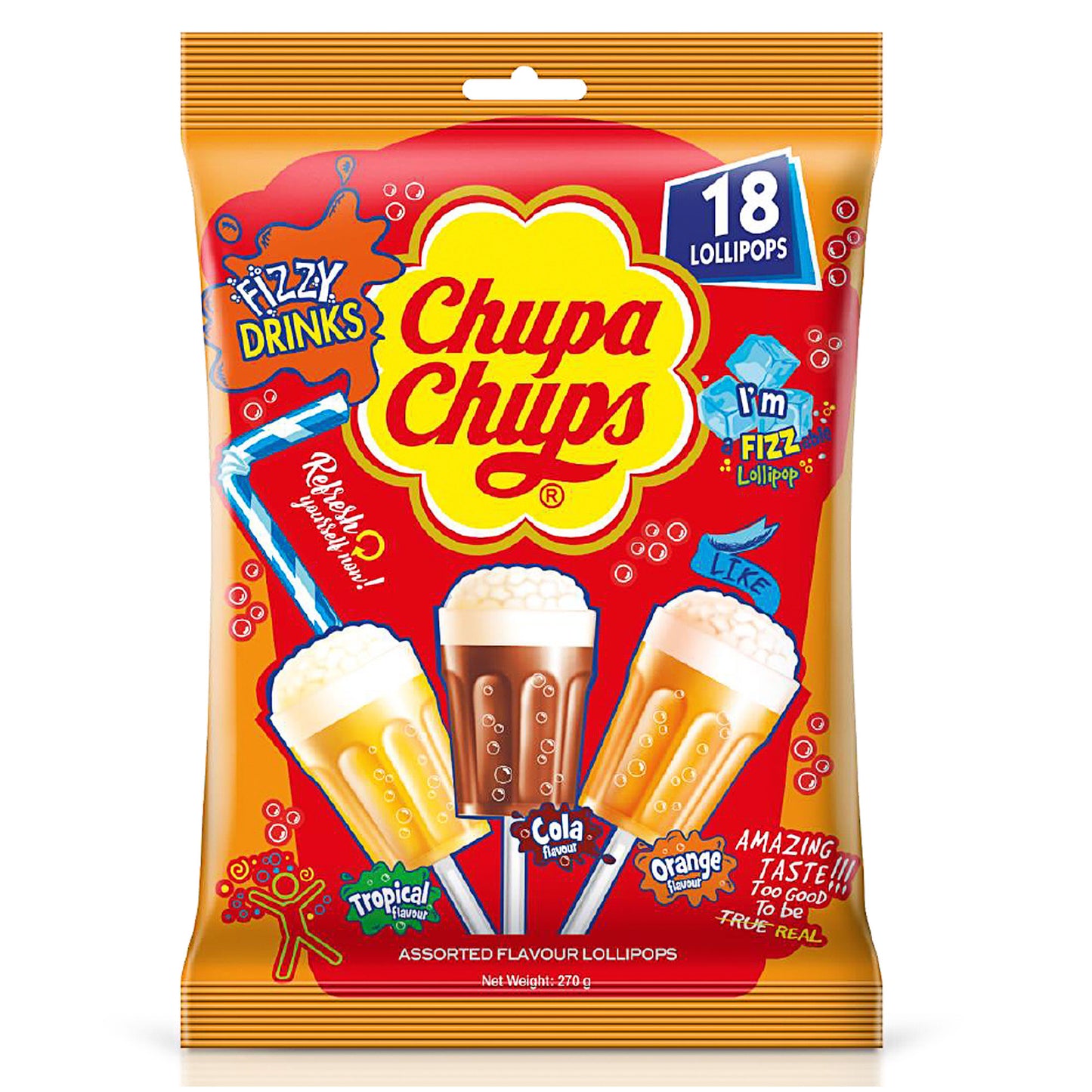 Chupa Chups 3d Fizzy Drinks 270g 18pk