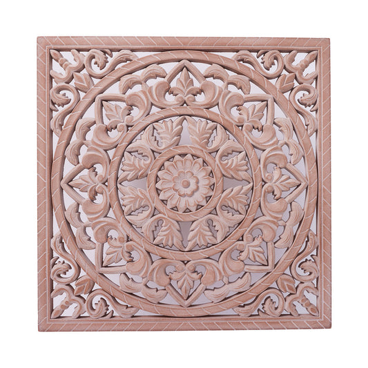 Square Ornate Wall Art Washed Terracotta Finish 49cm