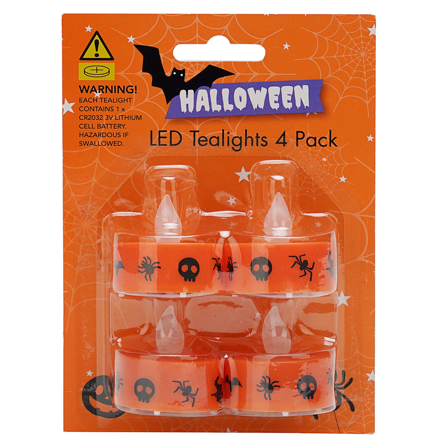 Halloween Led Tealight 4pk Assorted