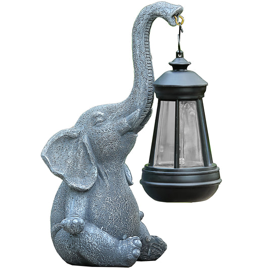 Solar Elephant Garden Statue With Lantern