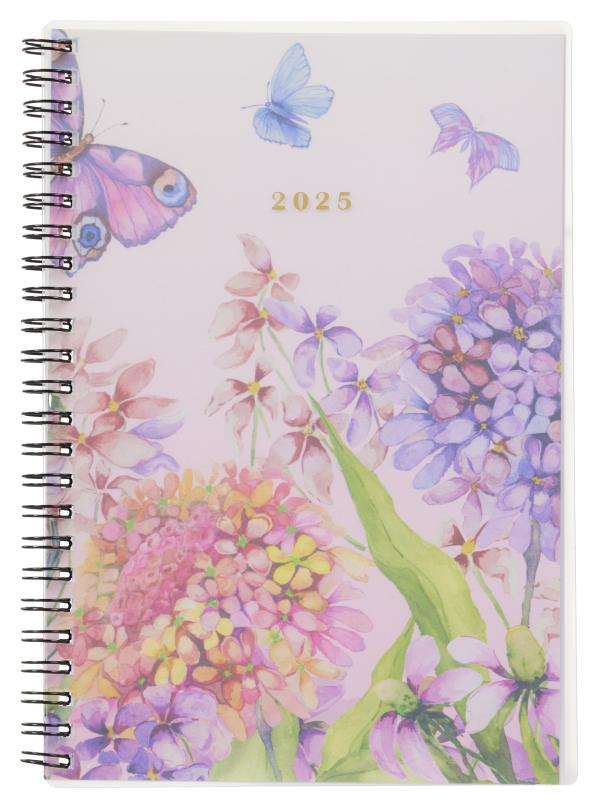 2025 Diary A5 Week to View Pink Butterfly