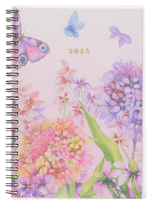 2025 Diary A5 Week to View Pink Butterfly