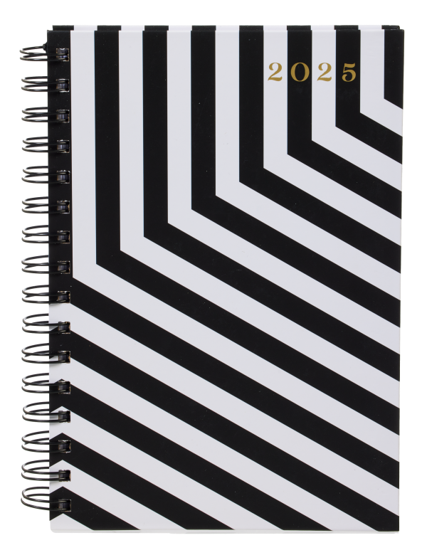 2025 Diary A5 Day View Black-White Stripe