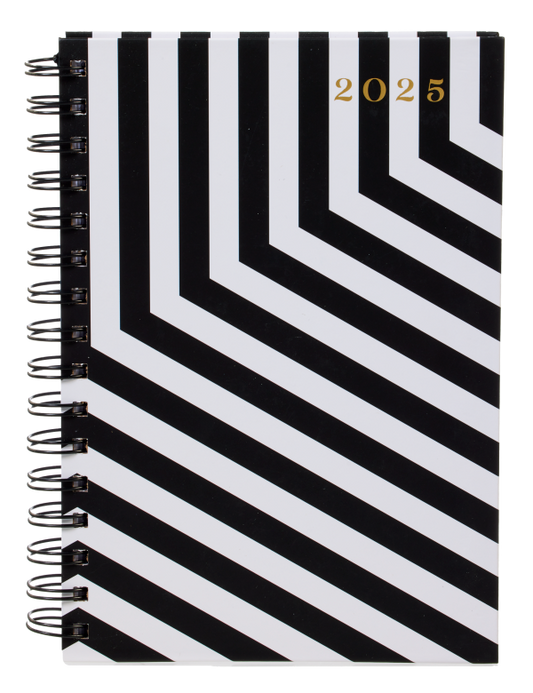 2025 Diary A5 Day View Black-White Stripe