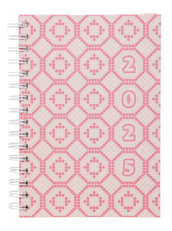 2025 Diary A5 Day View Pink Tile