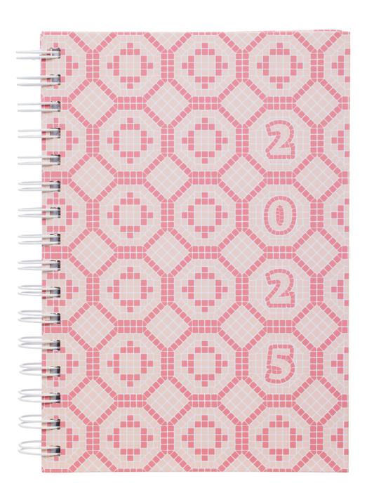 2025 Diary A5 Day View Pink Tile