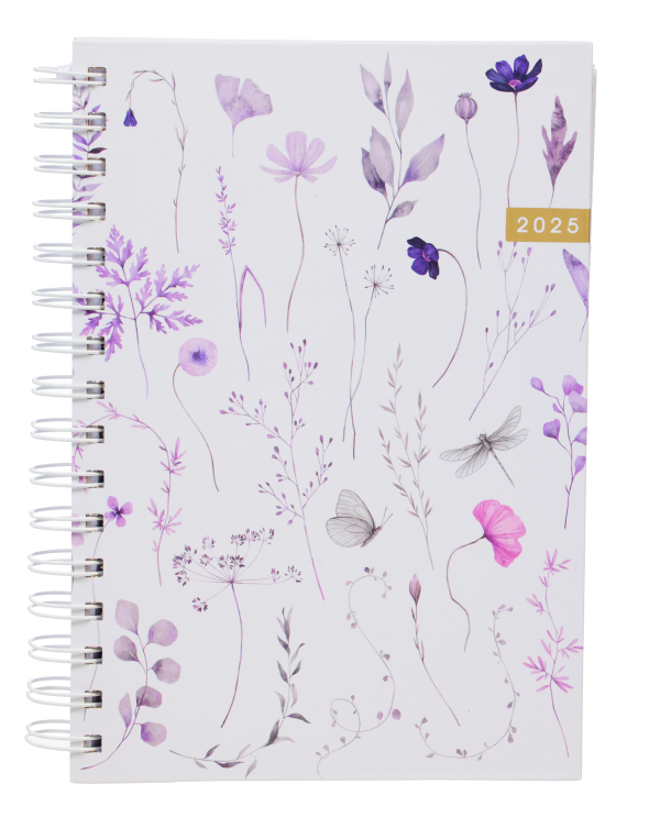 2025 Diary A5 Day View Purple Stems