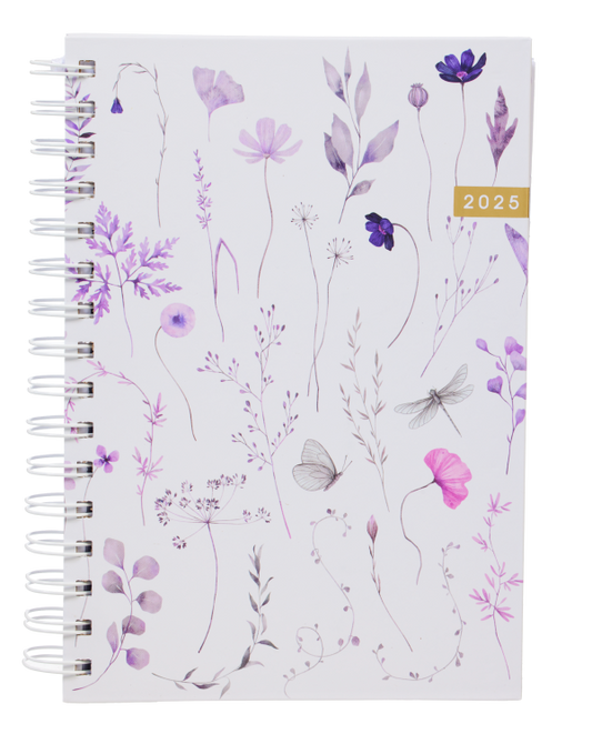 2025 Diary A5 Day View Purple Stems