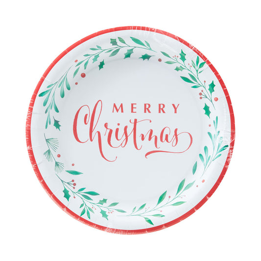 Christmas Paper Dinner Plate Holly 10pk