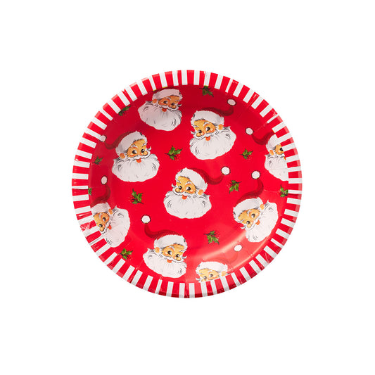 Christmas Paper Side Plate Santa/Stripe 15pk