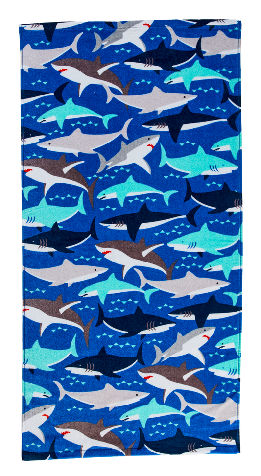 Kids' Velour Towel Sharky 60x120cm