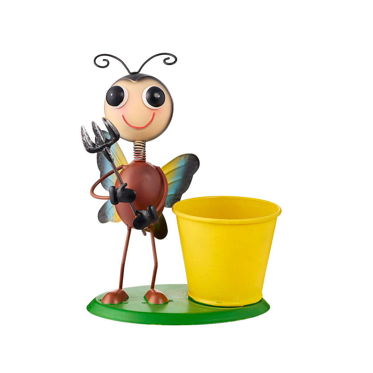 Metal Bobble Statue Gnome/Ladybug