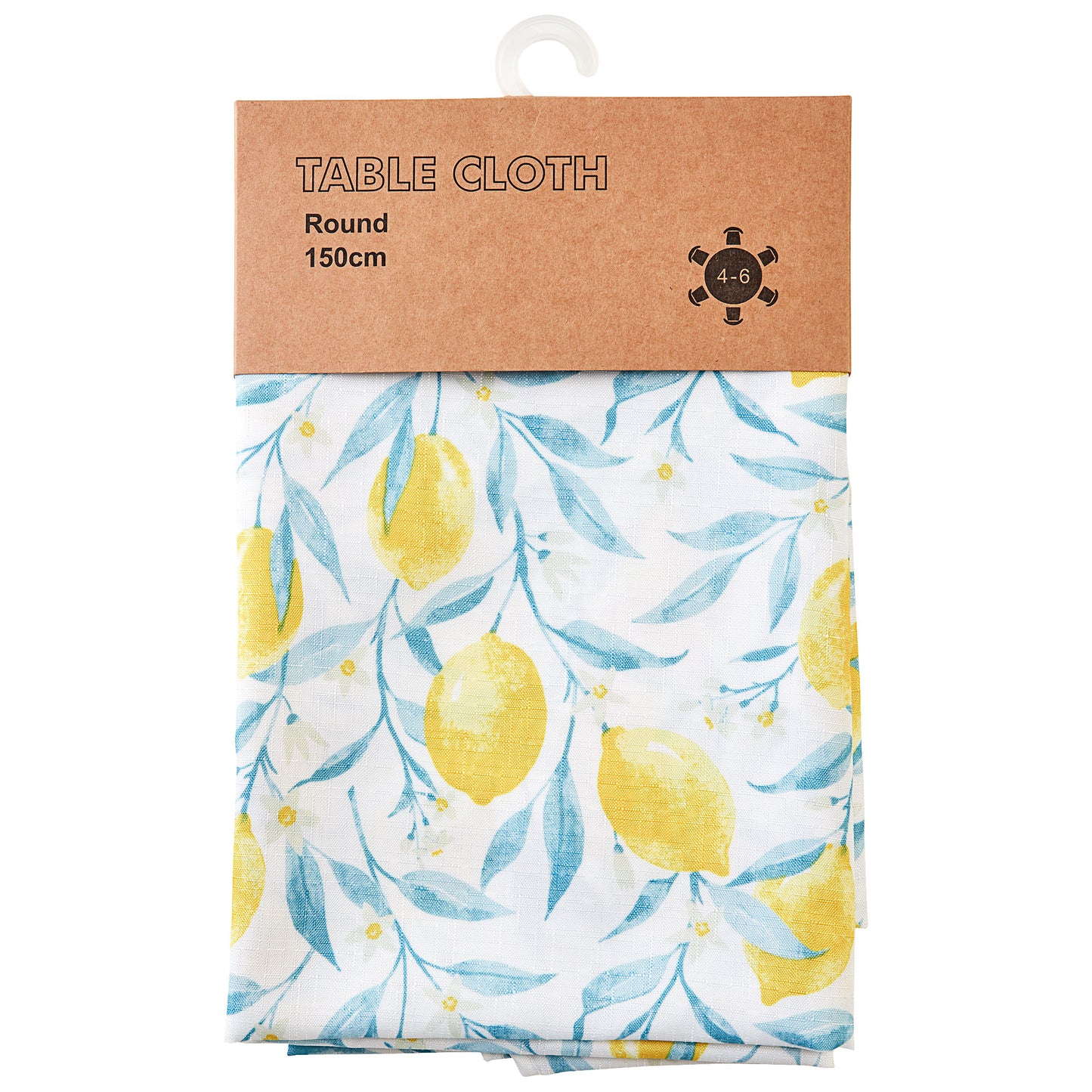 Round Printed Tablecloth Lemon 150cm