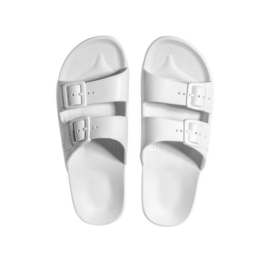 Women's Twin Strap Slides White