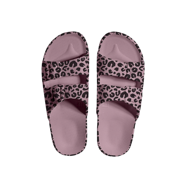 Women's Twin Strap Slides Pink Leopard