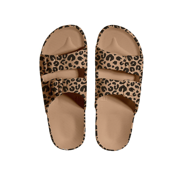 Women's Twin Strap Slides Leopard