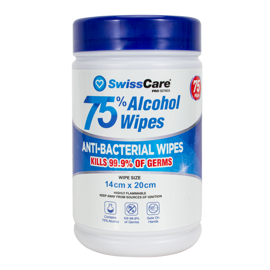 SwissCare 75% Alcohol Wipes Canister 75pk