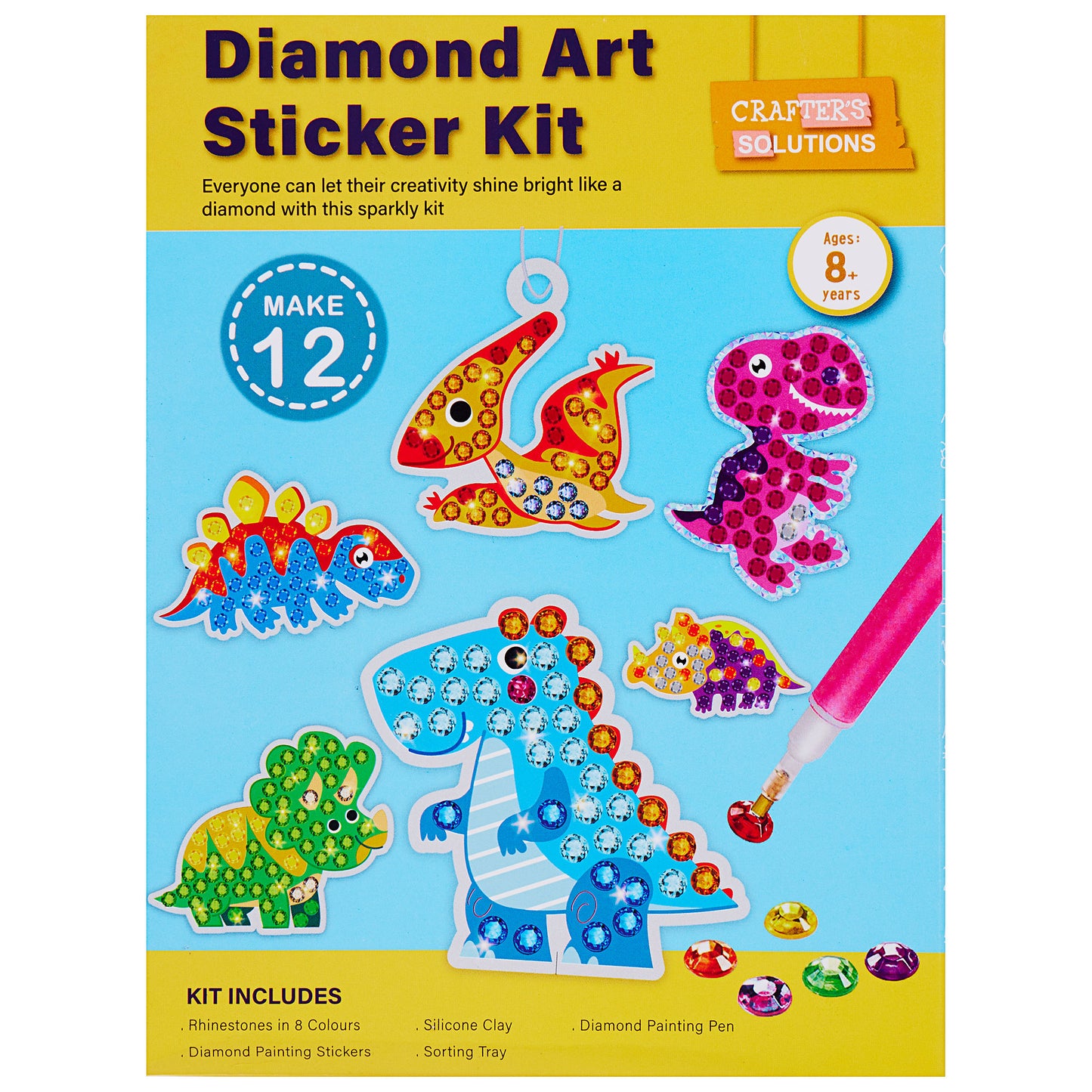 Diamond Painting Kit Dinosaur 12pc