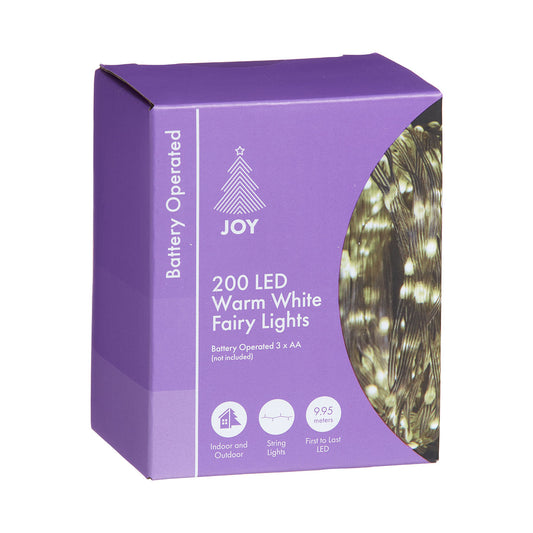 Christmas Battery-Operated Fairy Lights Warm White 200 LED