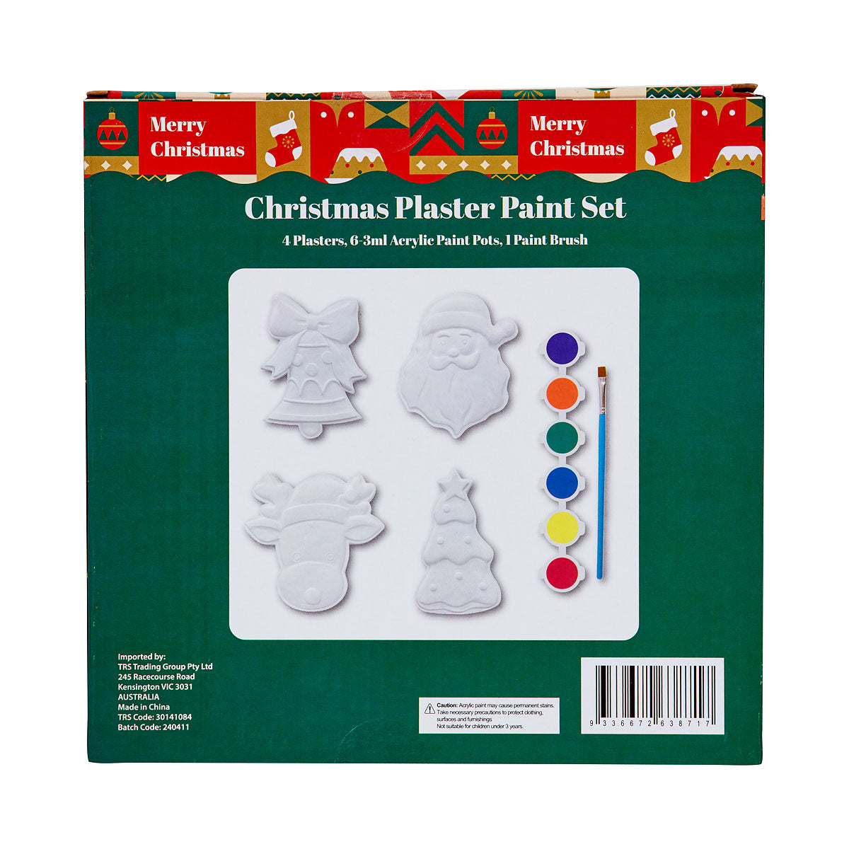 Christmas 4pc Plaster Paint Set Assorted