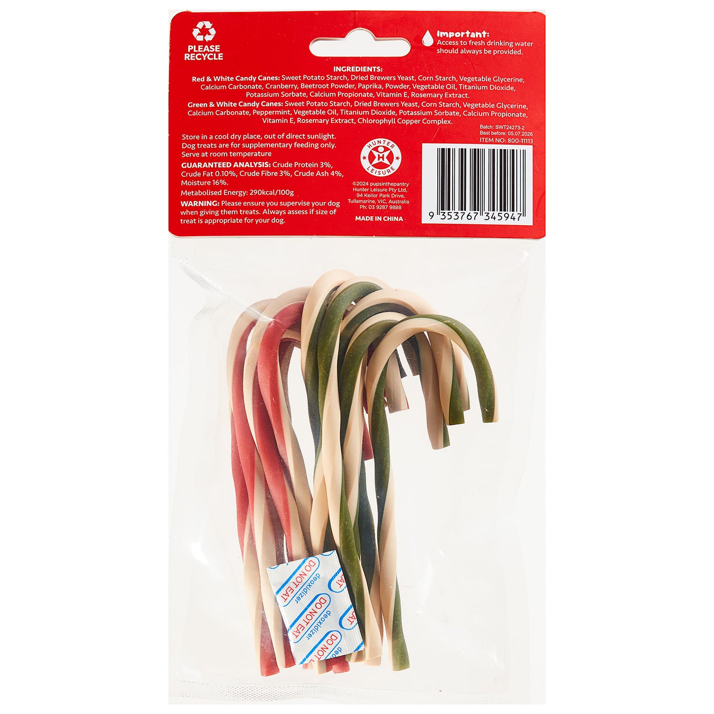 Christmas Pups In The Pantry Candy Canes 12pk