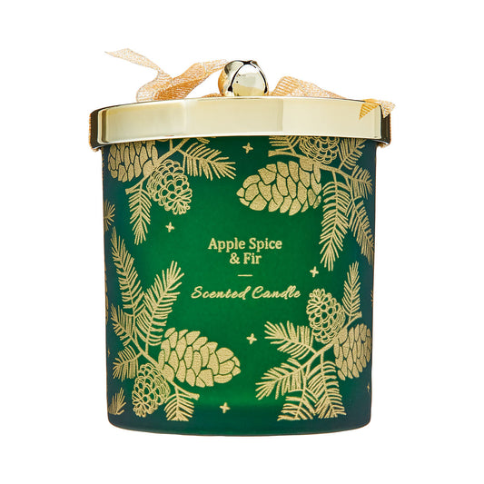 Christmas Golden Print Candle With Bell Lid Assorted