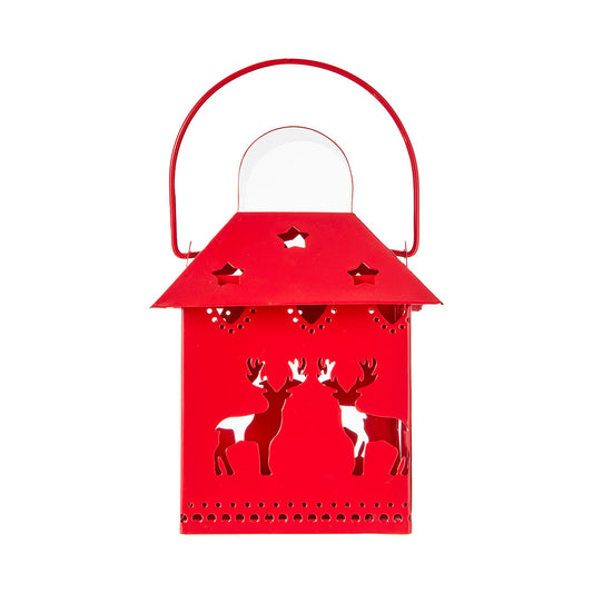 Christmas Metal Cut-Out Lantern Red/White