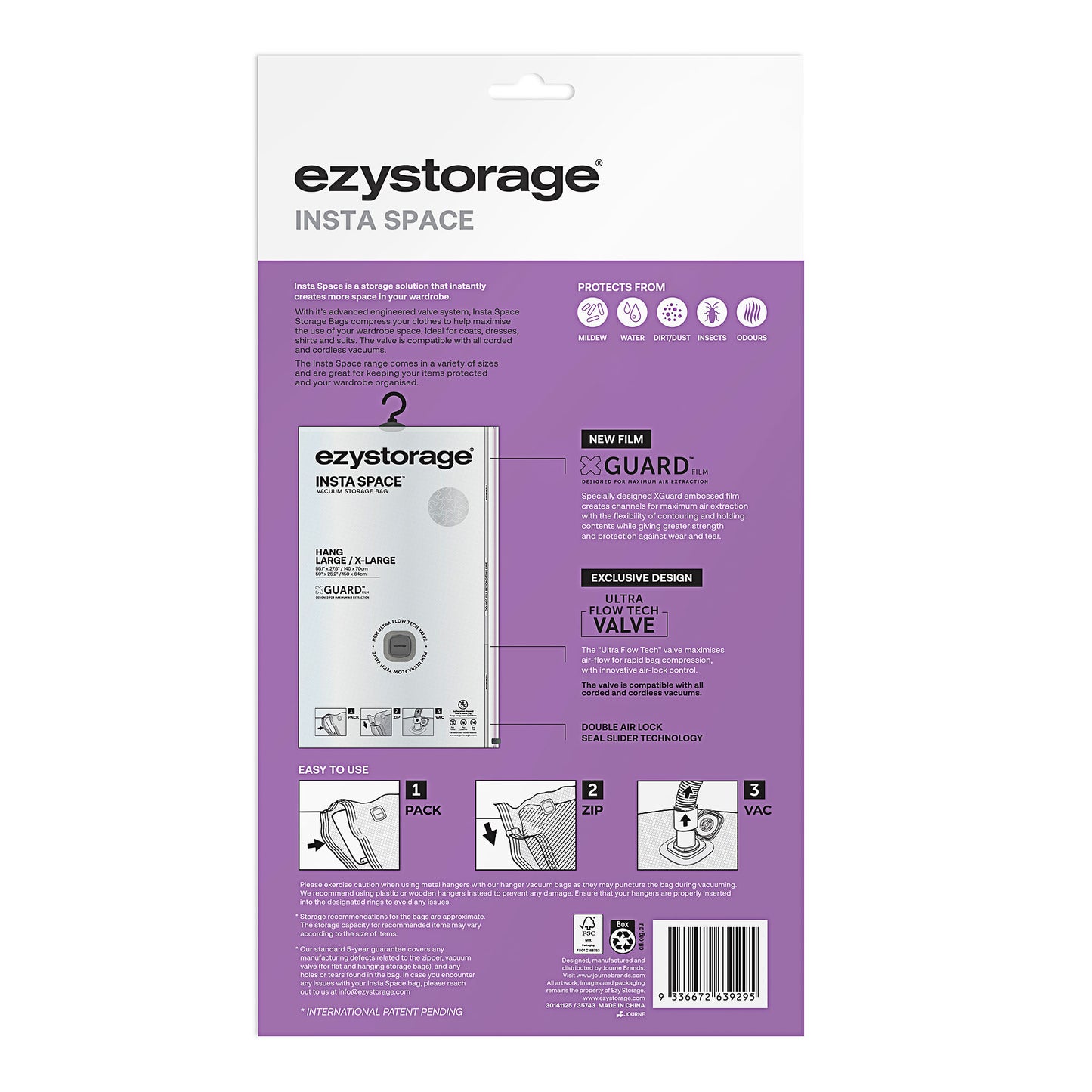 2pc Ezy Storage Hanging Space-Saver Medium/Large