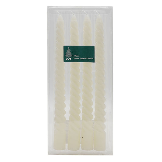 Christmas Twisted Tapered Candles White 4pk