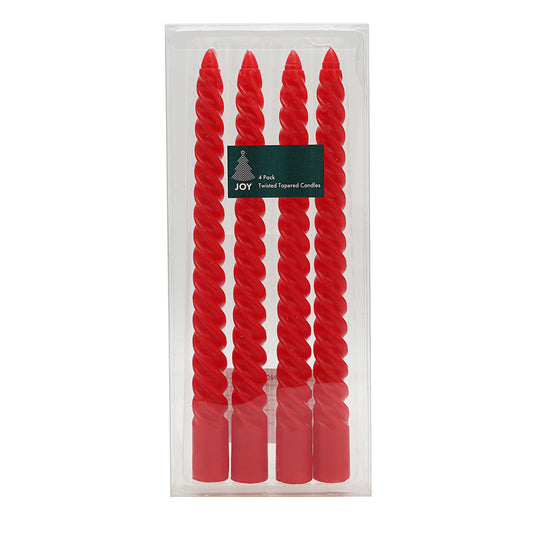 Christmas Twisted Tapered Candles Red 4pk