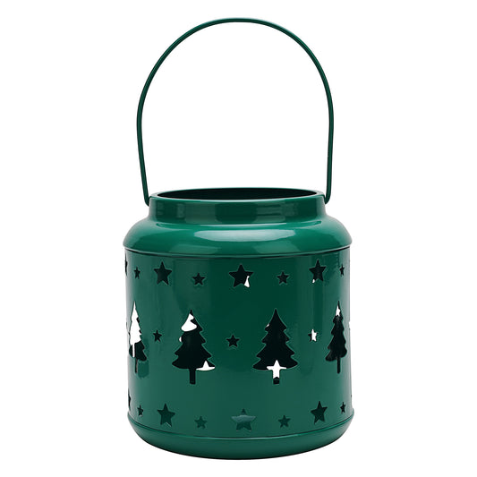 Christmas Metal Cut-Out Lantern Green/White