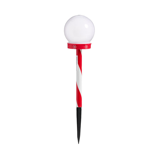 Christmas Solar Candy Stripe Ball Stake