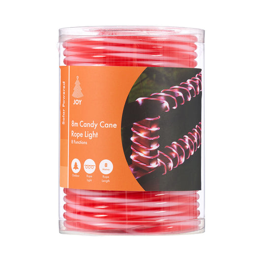 Christmas Solar Candy Cane Rope Light 8M